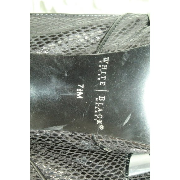 White House Black Market Caitlyn Black Leather Peep Toe Pump Shoes 7.5 M - Picture 9 of 10